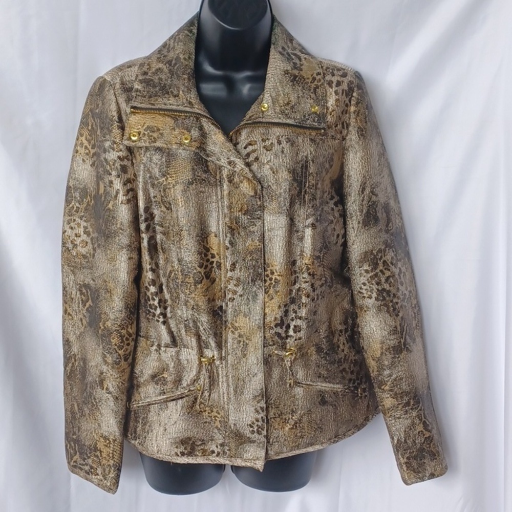 Rafaella Metallic Animal Print Jacket Size 8